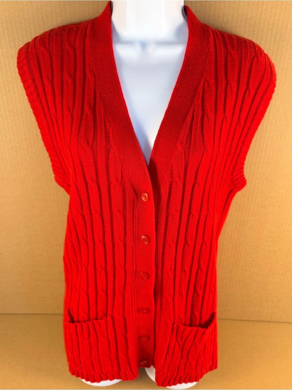Vintage Collections Cable Knit Button Sweater Vest Womens Grandma Core